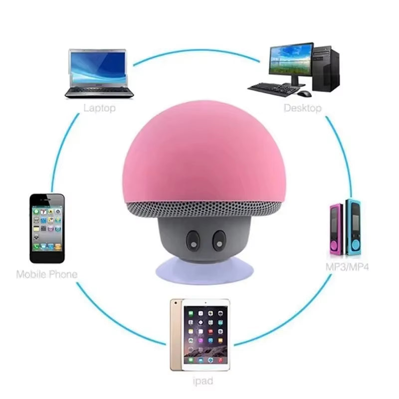 2025 Small Mushroom Cute Style Mini Wireless Bluetooth-Compatible Speaker Mp3 Music Player with Mic Waterproof