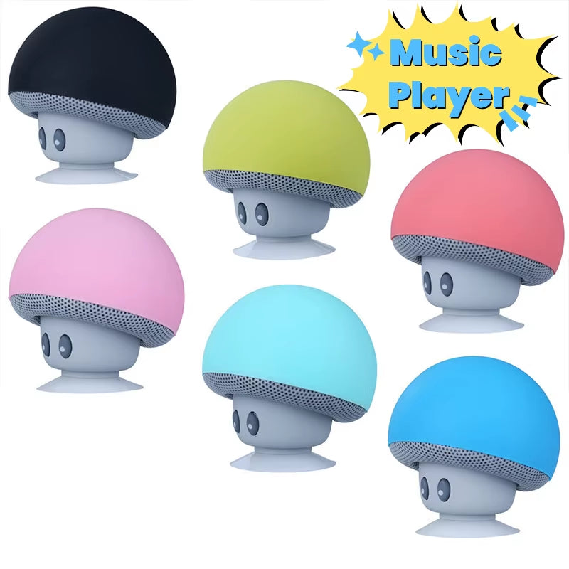 2025 Small Mushroom Cute Style Mini Wireless Bluetooth-Compatible Speaker Mp3 Music Player with Mic Waterproof