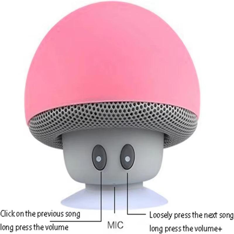2025 Small Mushroom Cute Style Mini Wireless Bluetooth-Compatible Speaker Mp3 Music Player with Mic Waterproof